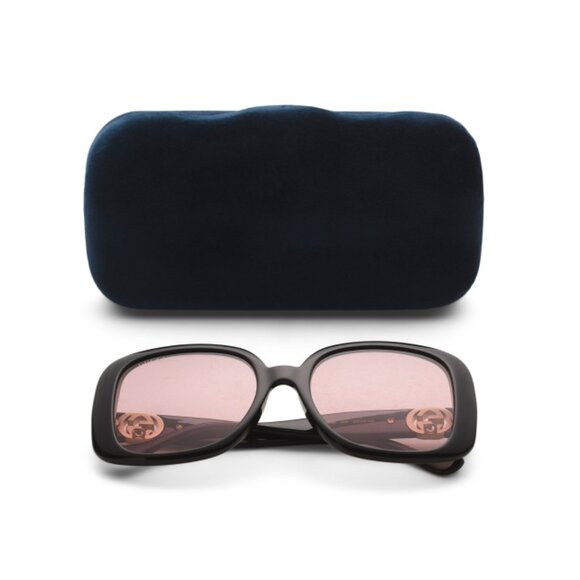 GUCCI Black/Pink 57mm Square Sunglasses - Picture 1 of 2